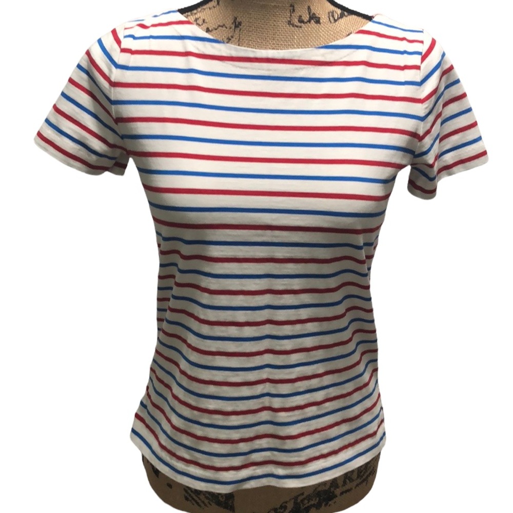 {J. Crew Factory} Boatneck Striped Short Sleeve Top